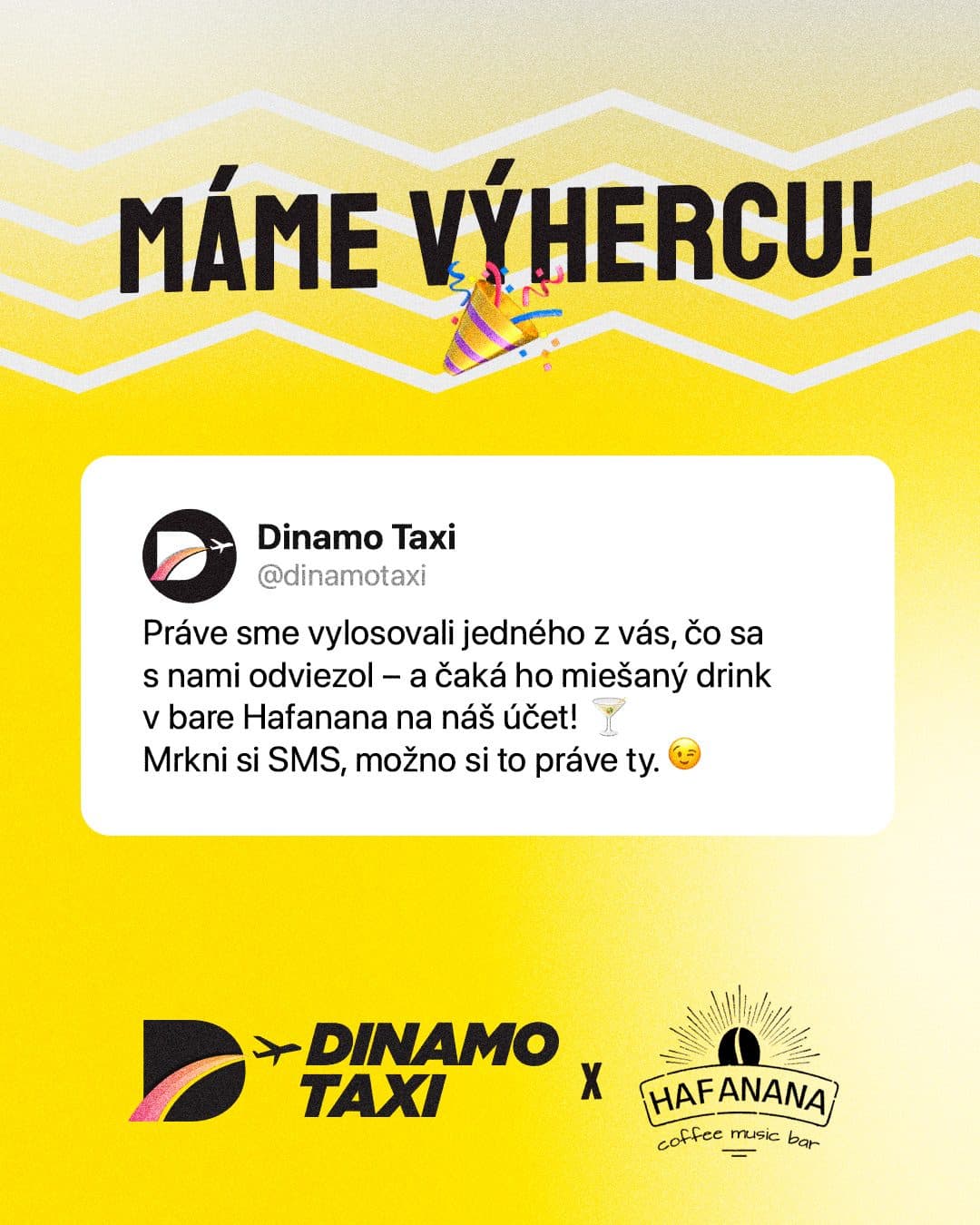 Máme výhercu! Drink v Hafanane na náš účet.