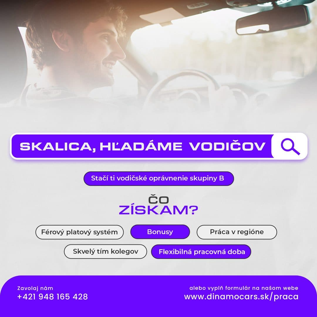 Hľadáme vodičov do Skalice. Stačí vodičák skupiny B.