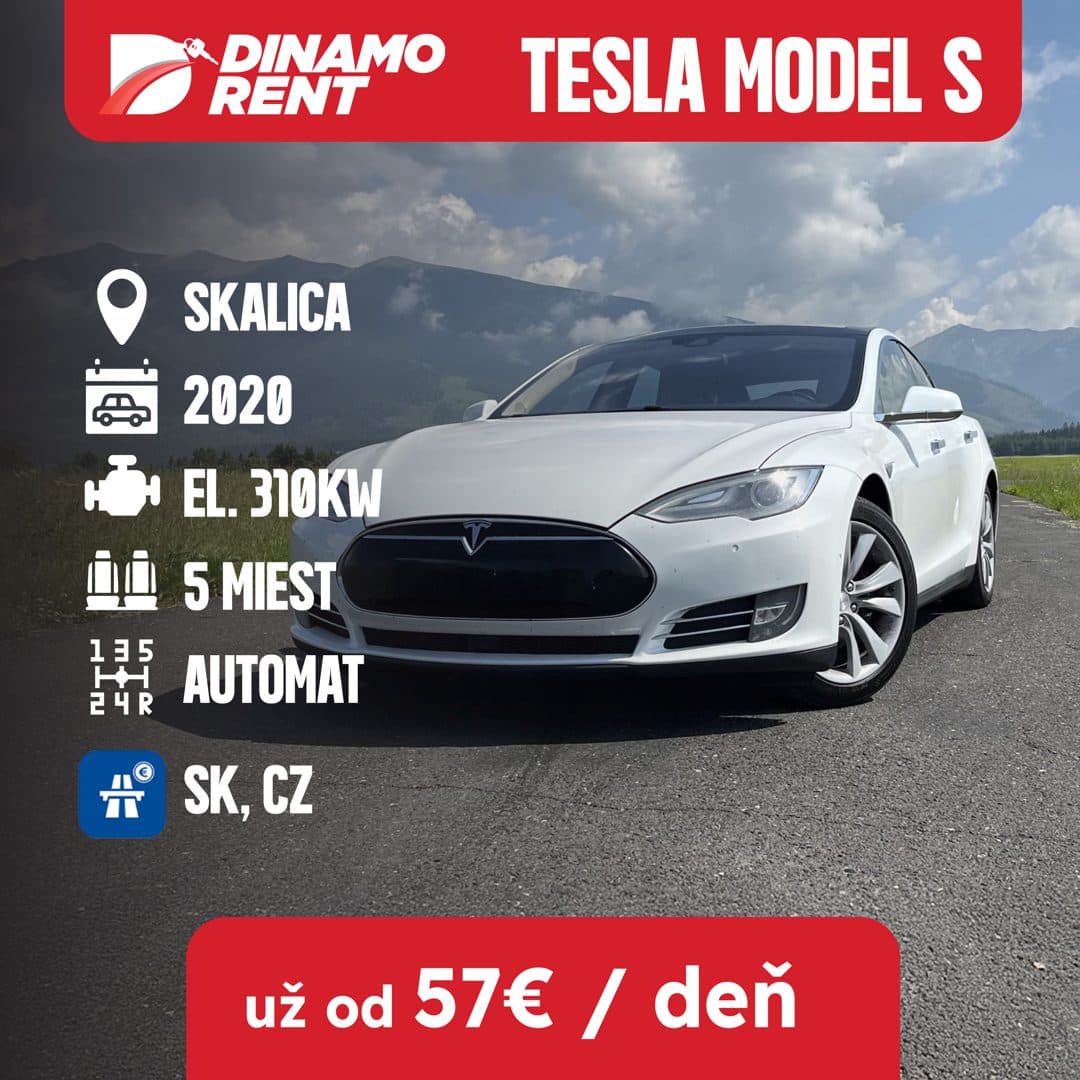 Tesla Model S od 57 € na deň.